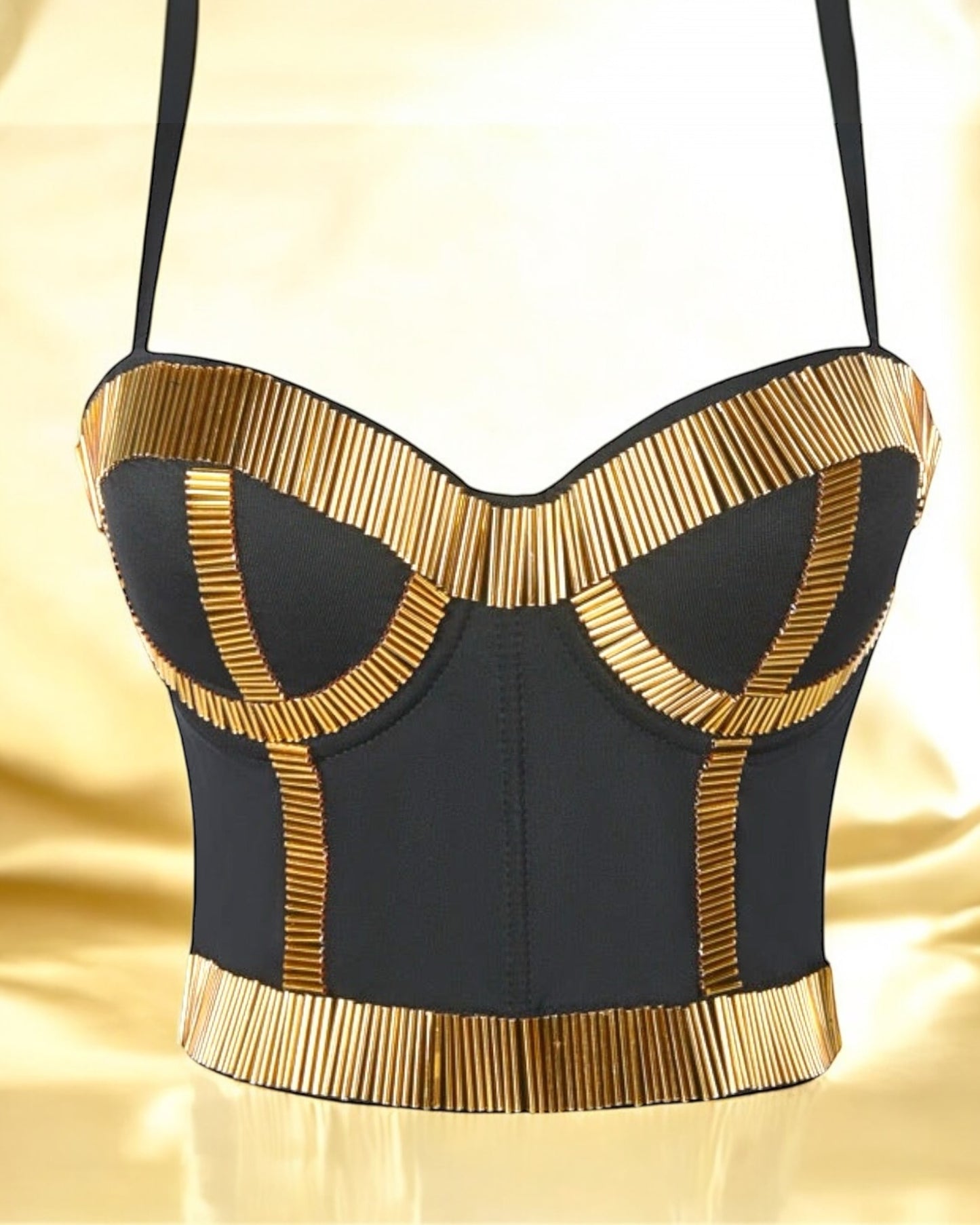 Convertible Beaded Party Bustier in Bronze/ Sliver