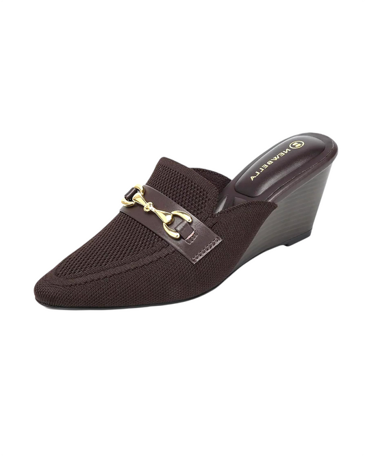 TRENDY STYLE ｜Wedge Mules 2.5in Mid Heel Pointed Toe Dressy Sandals