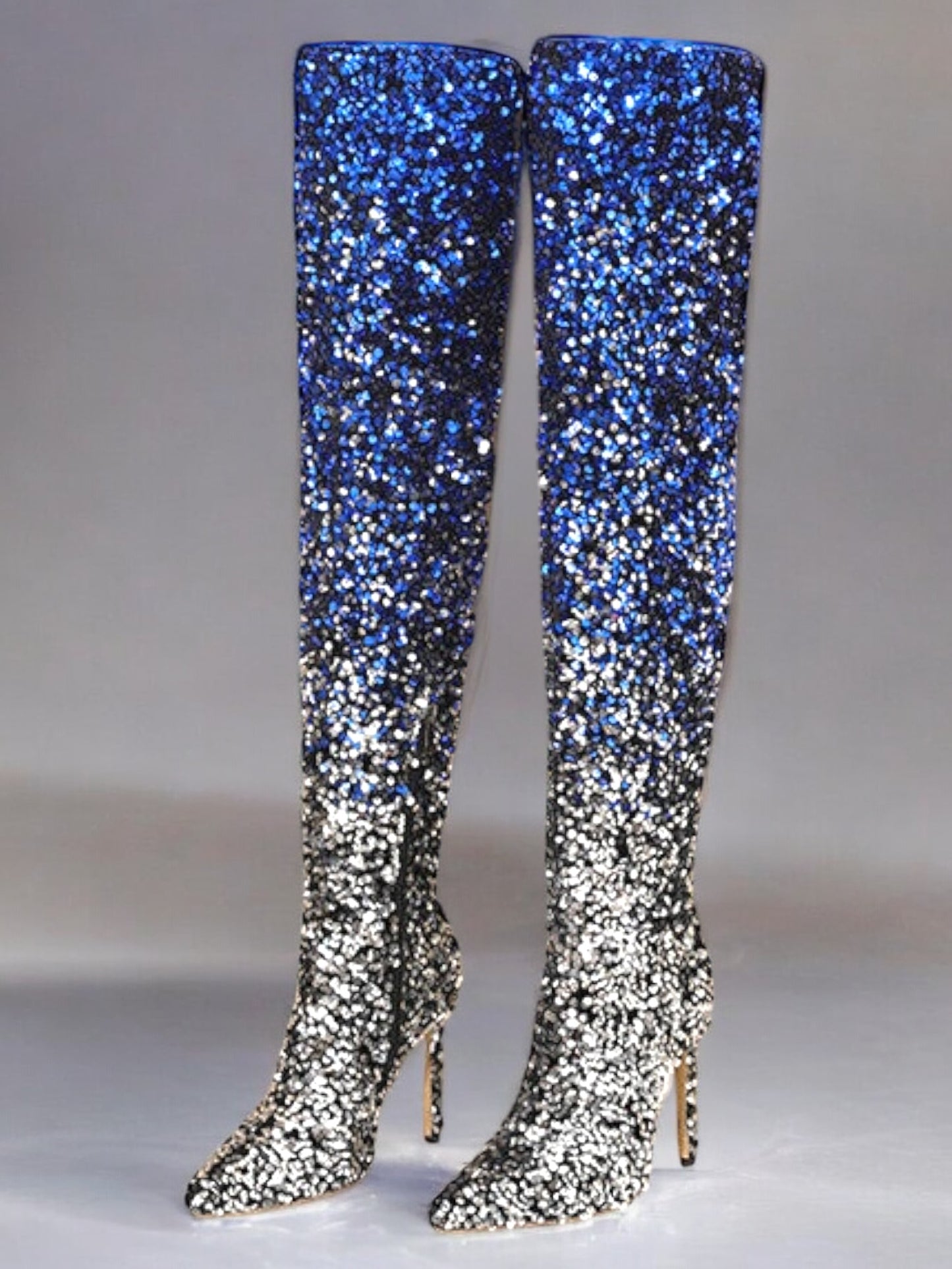 2024 AW Sparkle Sequin Pointed Stiletto Over-the-knee High-Heel (11cm) Boots in 4 Gradient Colours  (Customization)