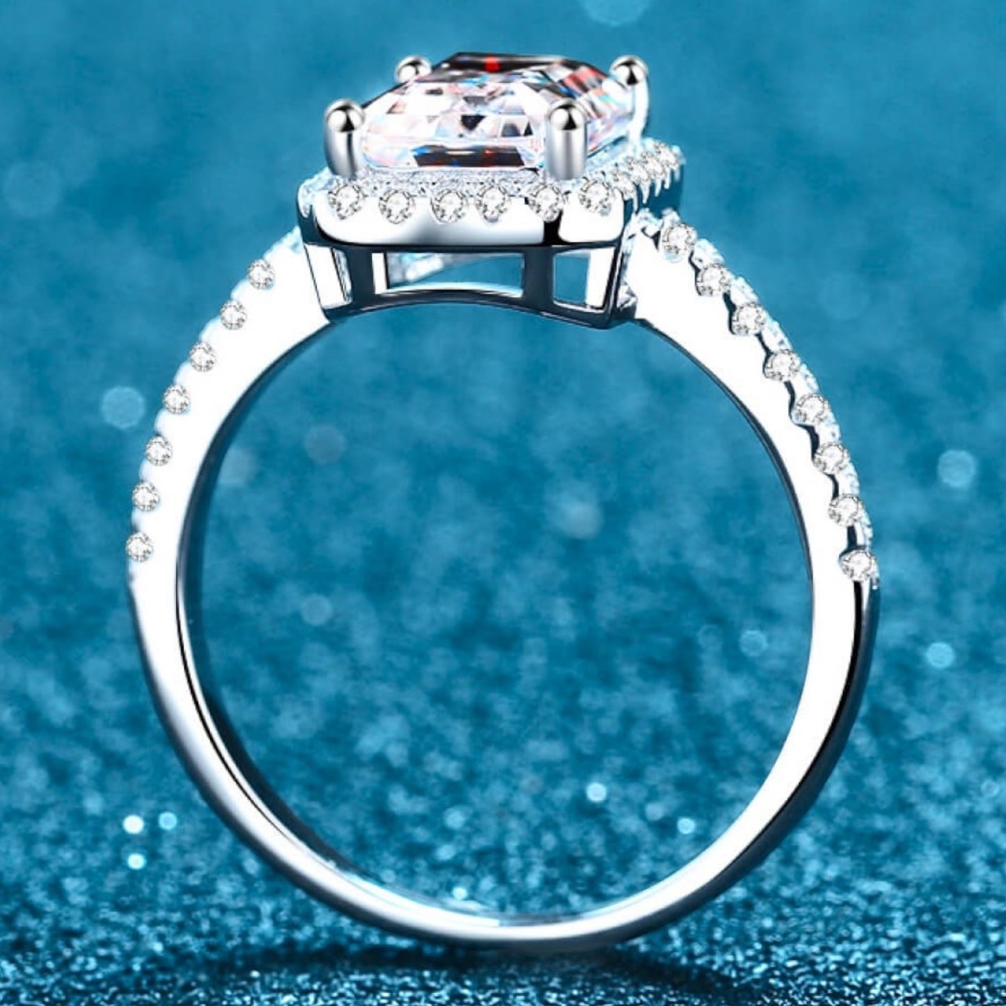 Bague rectangulaire en moissanite de 1 carat