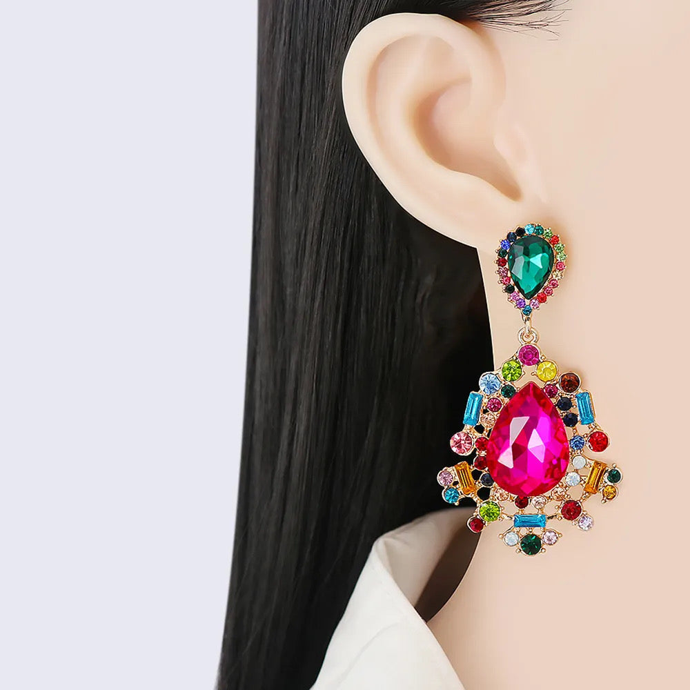 Teardrop Shape Rhinestone Alloy Dangle Earrings (Buy ONE gets ANOTHER $25 Item for FREE) (2 Colours)