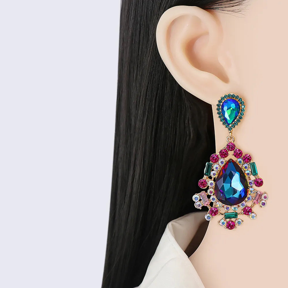 Teardrop Shape Rhinestone Alloy Dangle Earrings (Buy ONE gets ANOTHER $25 Item for FREE) (2 Colours)