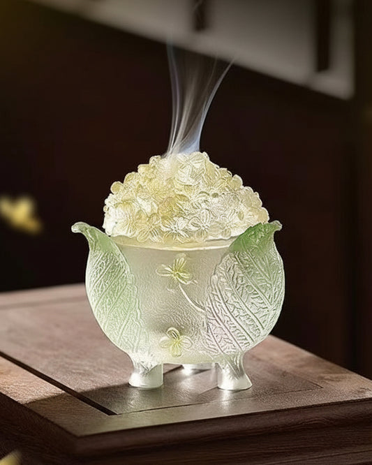 Ancient Glass Art - Transparent Gradient Three-Legged Osmanthus Incense Burner Ornaments 7128