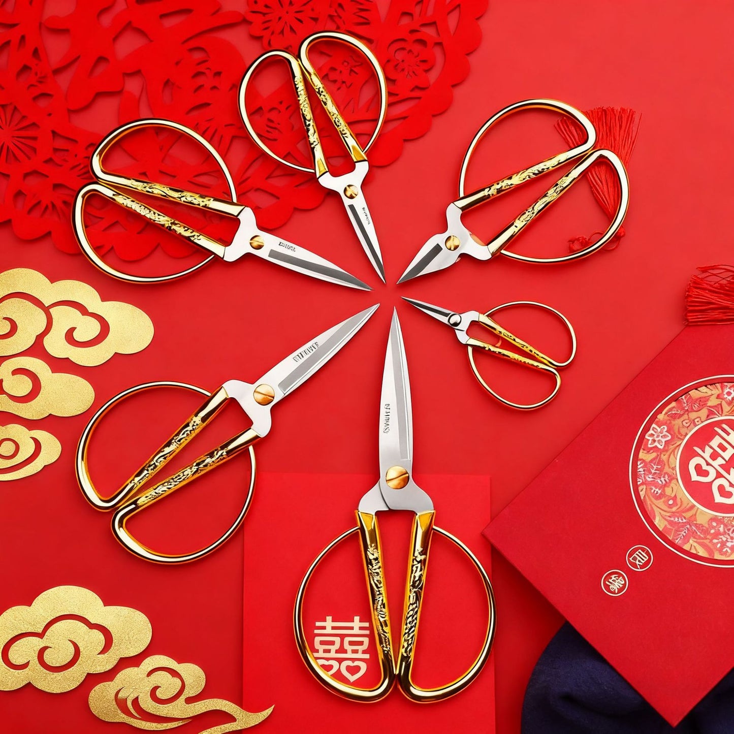 Wholesale Stainless Steel Dragon And Phoenix Scissors Multifunctional Alloy Tailor Scissors Opening Ribbon Scissors Wedding Retro Small Scissors
