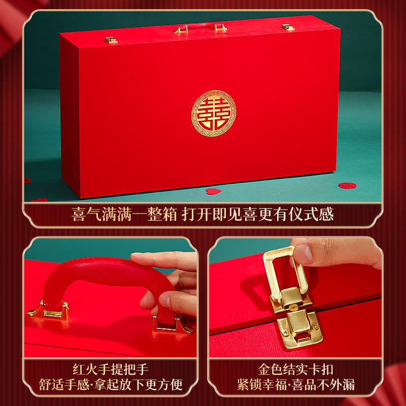 Complete Set Of Wedding Dowry Items For The Woman's Family, High-End Wedding Red Suitcase, Dowry And Wedding Supplies