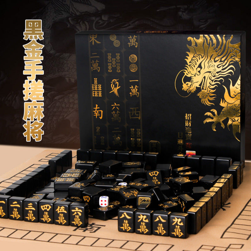 Black Gold Mahjong Tiles For Home Use, Large, Medium And Small Sizes, First-Class Flawless Gift Box, Full Set Of Gifts, Cross-Border Manufacturer