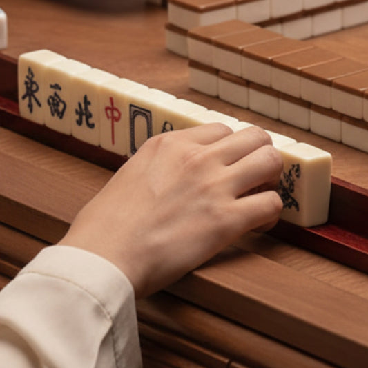 Yusheng Mahjong Tile Ruler Solid Wood Mahjong Rack 45cm L-Shaped Tile Organizing Ruler