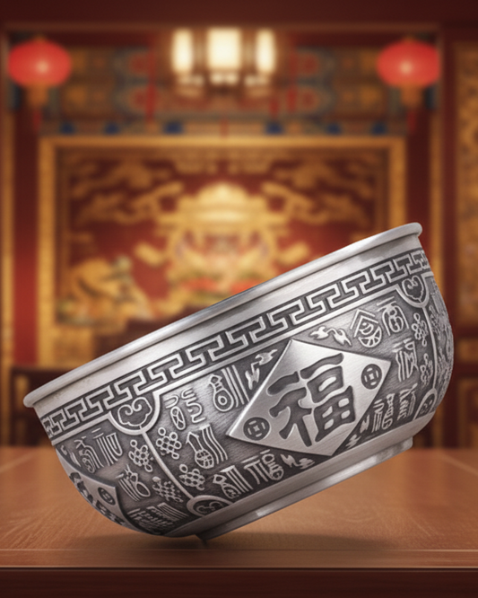 999 Sterling Silver Allover Engraving Bowls in a Gift Box;  Thickened Double Layer Insulation ; Available in Antique and Polished Sliver