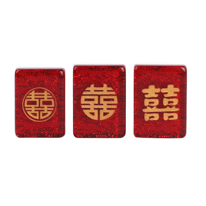 Double Happiness Mahjong Hand Rub Red Festive Mahjong Gift Box Mahjong Wedding Double Happiness Accompanying Hand Mahjong