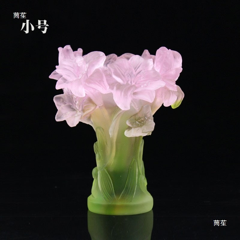 Ancient Glass Butterfly Rose Vase Light Luxury Housewarming Gift Living Room Entrance Tabletop Decoration Crafts Ornaments