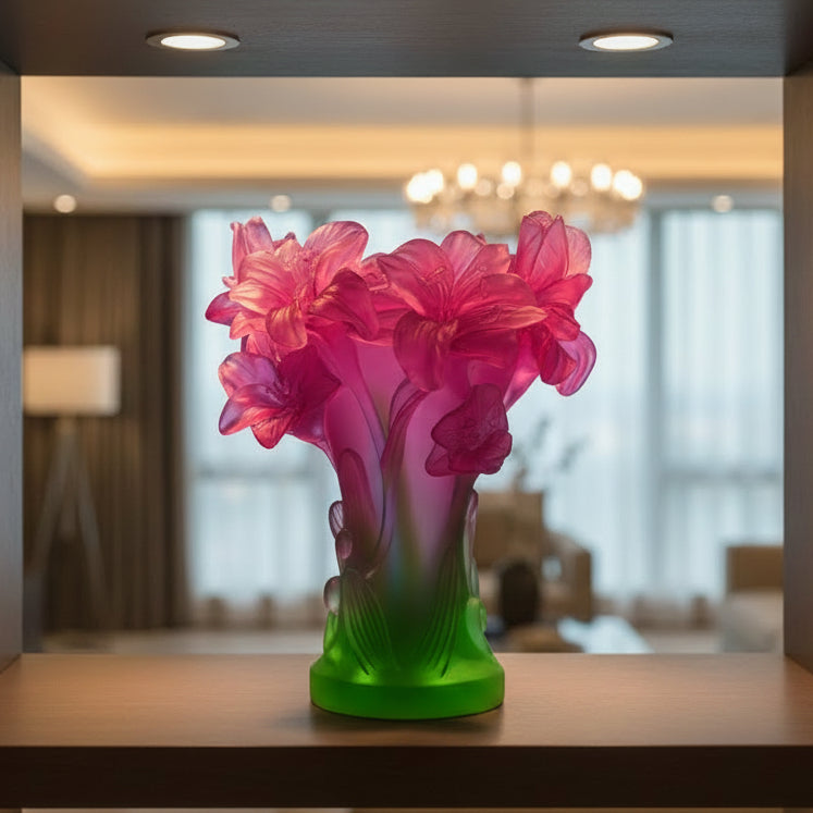 Ancient Glass Butterfly Rose Vase Light Luxury Housewarming Gift Living Room Entrance Tabletop Decoration Crafts Ornaments