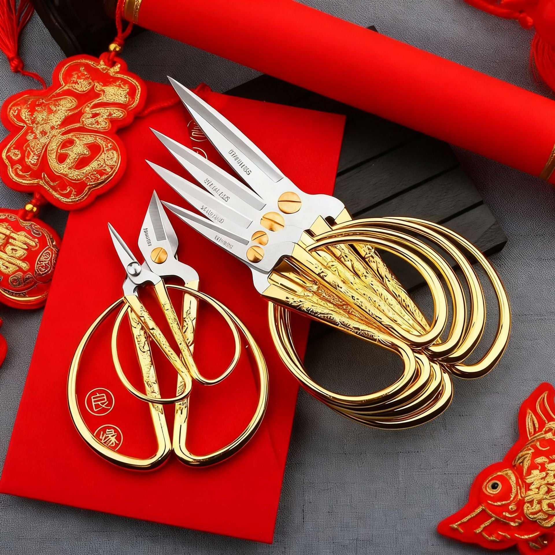 Wholesale Stainless Steel Dragon And Phoenix Scissors Multifunctional Alloy Tailor Scissors Opening Ribbon Scissors Wedding Retro Small Scissors