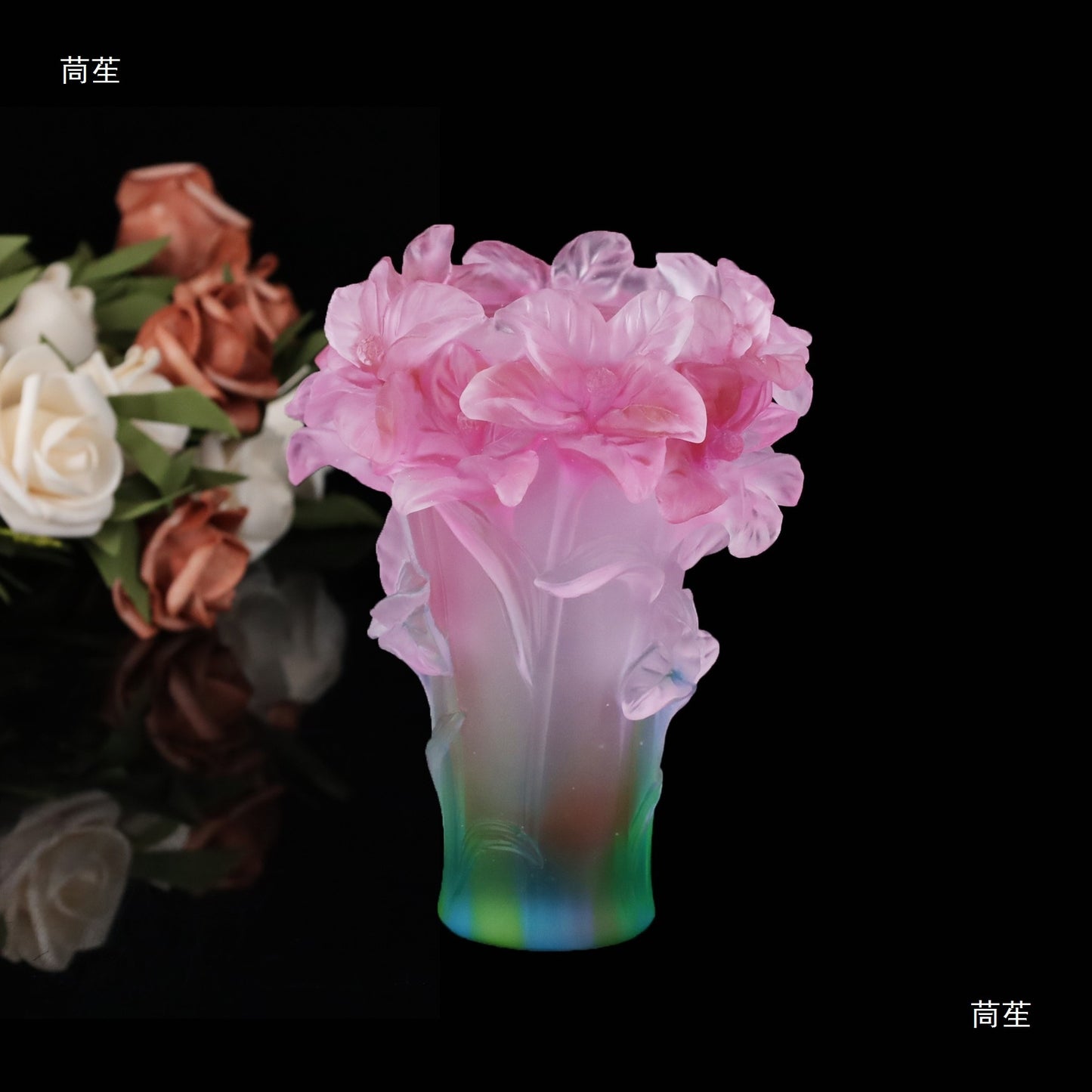 Ancient Glass Butterfly Rose Vase Light Luxury Housewarming Gift Living Room Entrance Tabletop Decoration Crafts Ornaments