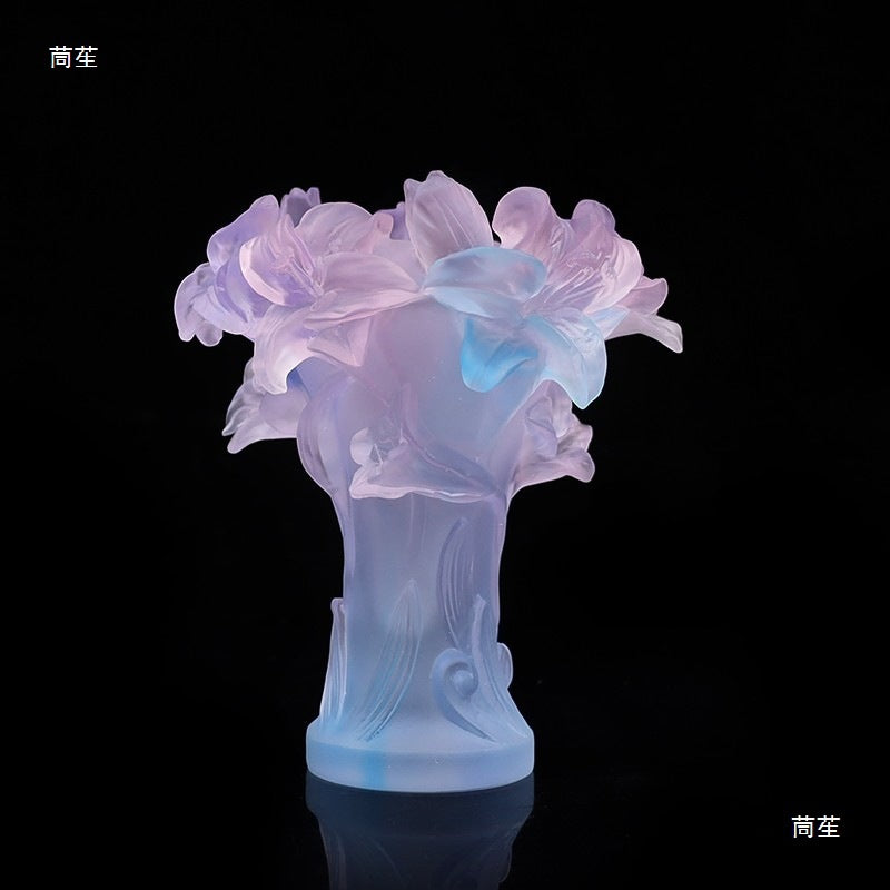 Ancient Glass Butterfly Rose Vase Light Luxury Housewarming Gift Living Room Entrance Tabletop Decoration Crafts Ornaments