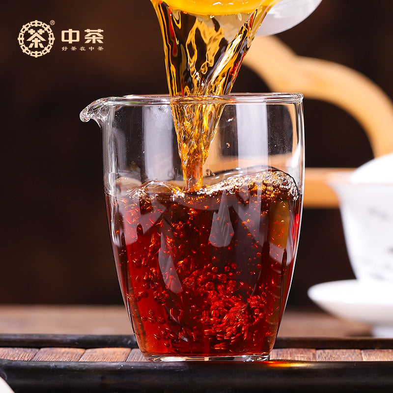 Chinese Tea Pu'Er Tea Cooked Tea 7761 Classic Yunnan Qizi Cake Tea Whole 357g*7 Cakes Chinese Time-Honored Brand