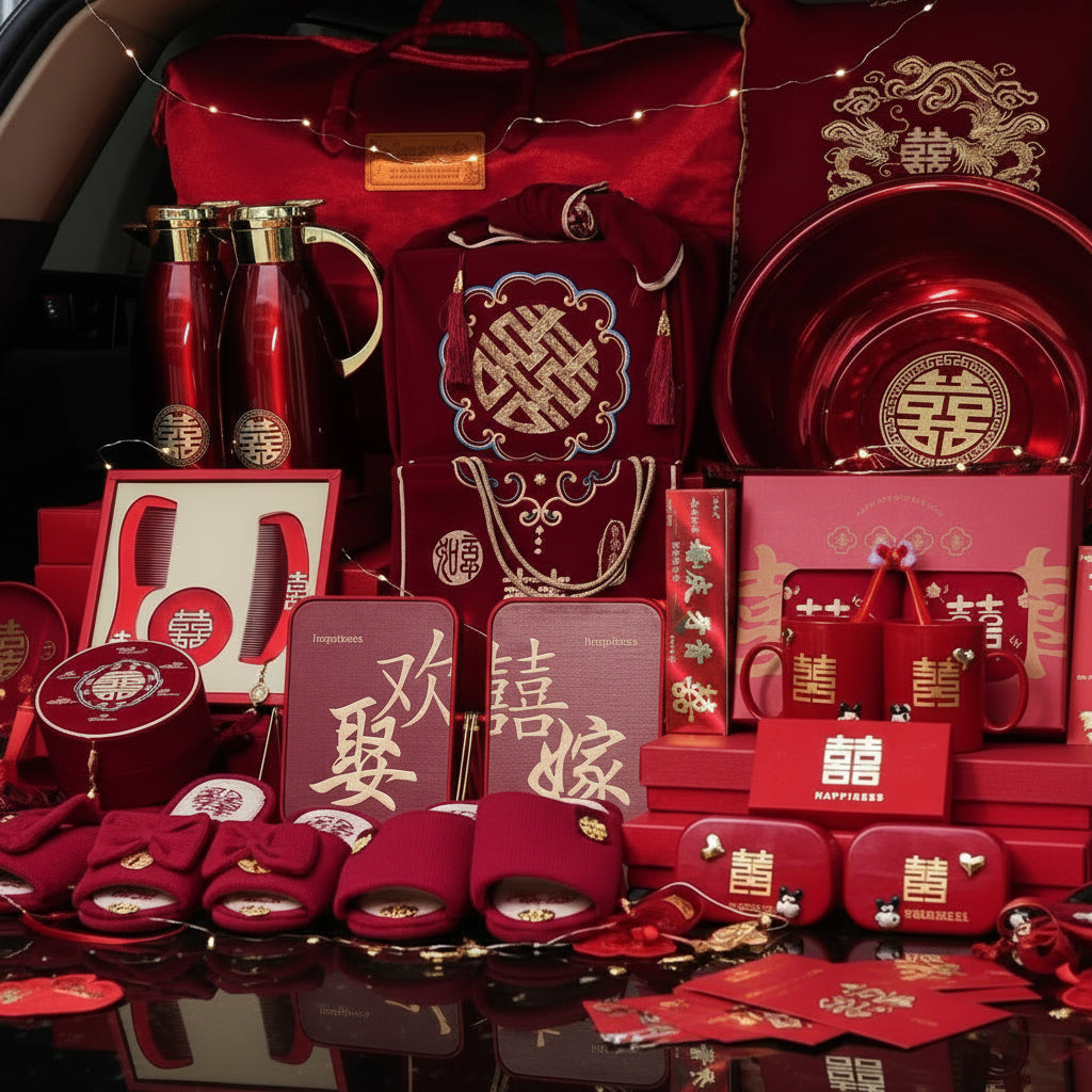 Wedding Dowry Supplies Complete Set Sewing Box Mirror Slippers Wedding Pair Dowry Wedding Wedding