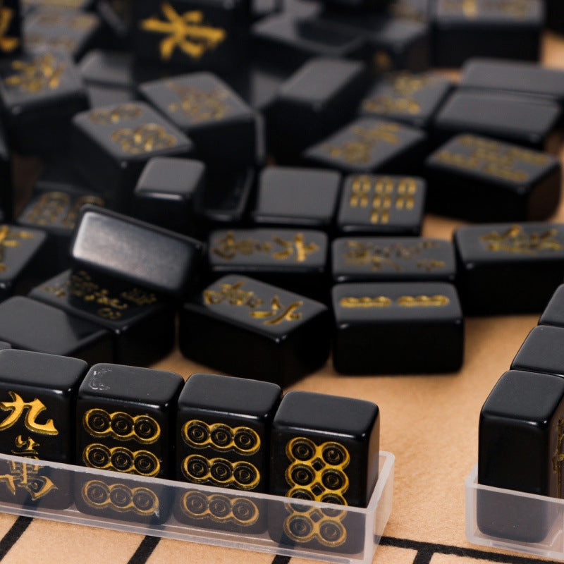 Black Gold Mahjong Tiles For Home Use, Large, Medium And Small Sizes, First-Class Flawless Gift Box, Full Set Of Gifts, Cross-Border Manufacturer