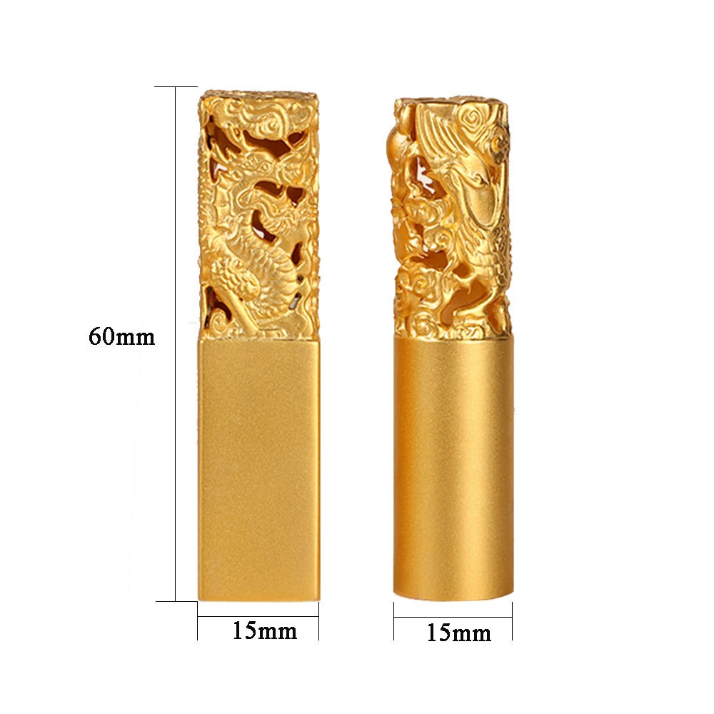 CADEAU DE MARIAGE | Cachets avec nom de dragon et phénix dorés gravés et personnalisés (Veuillez préciser la police préférée ci-dessous)