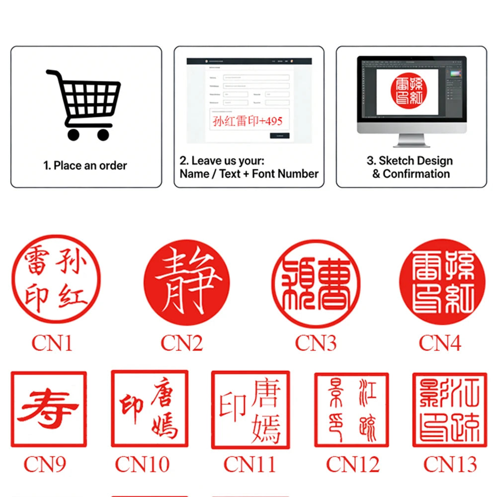 CADEAU DE MARIAGE | Cachets avec nom de dragon et phénix dorés gravés et personnalisés (Veuillez préciser la police préférée ci-dessous)