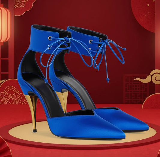 Elegant Pointed Toes Metallic Leather High Heels in 4 Colours