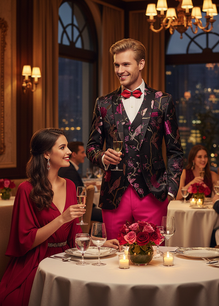 2026 Men's Slim Fit Vintage Asian Embroidery Jacquard 3-piece Suit Set; Wedding Party Celebrations; Blazer Vest Pants in 4 Colours in Extra Small 3XS to 3XL Plus Size