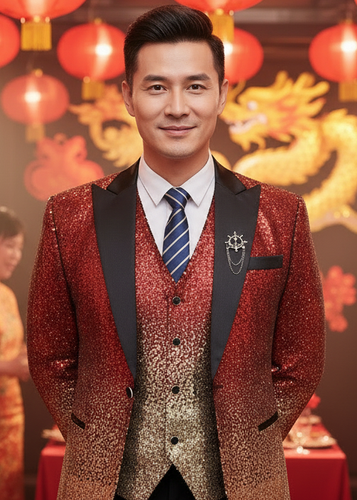 CELEBRITY STAGE STYLE ｜Sparkling Men’s 3-Piece Sequins Pant Suit in 16 Colours | Custom Size