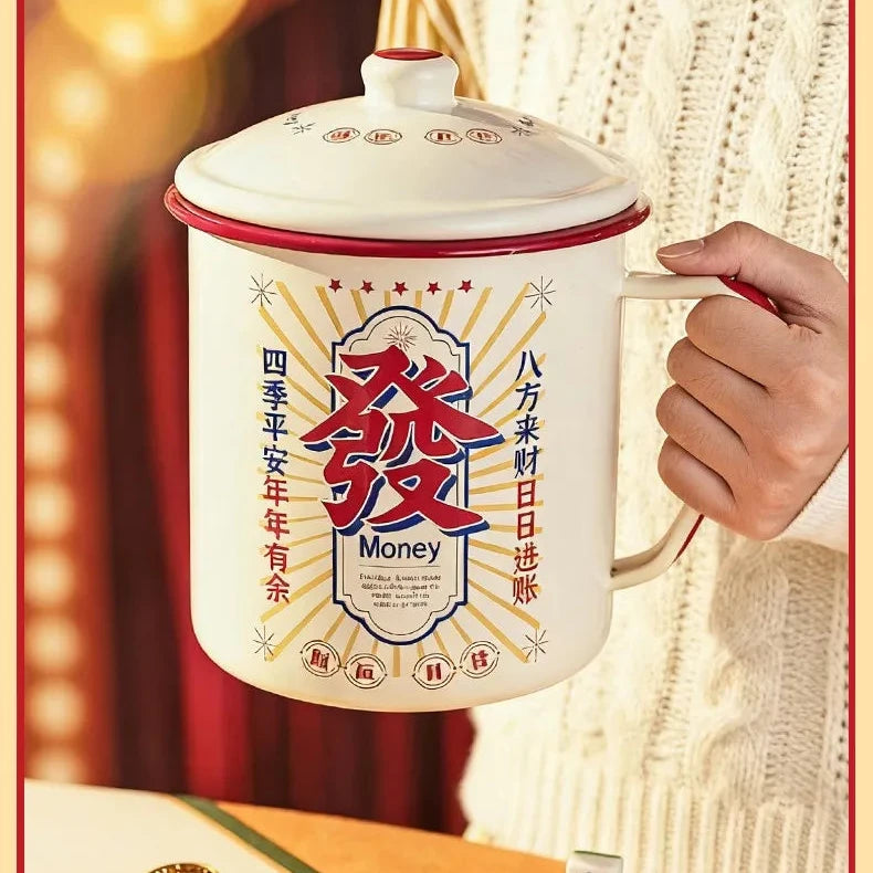 WEDDING HOUSEWARMING GIFTS | DOUBLE HAPPINESS FLORAL Enamel Cups and Cooking Pots with Lid