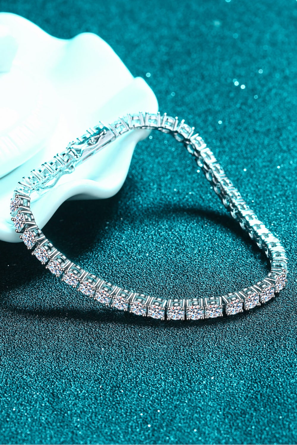 5 carat Moissanite Tennis Bracelet with Fold-Over-Clasp