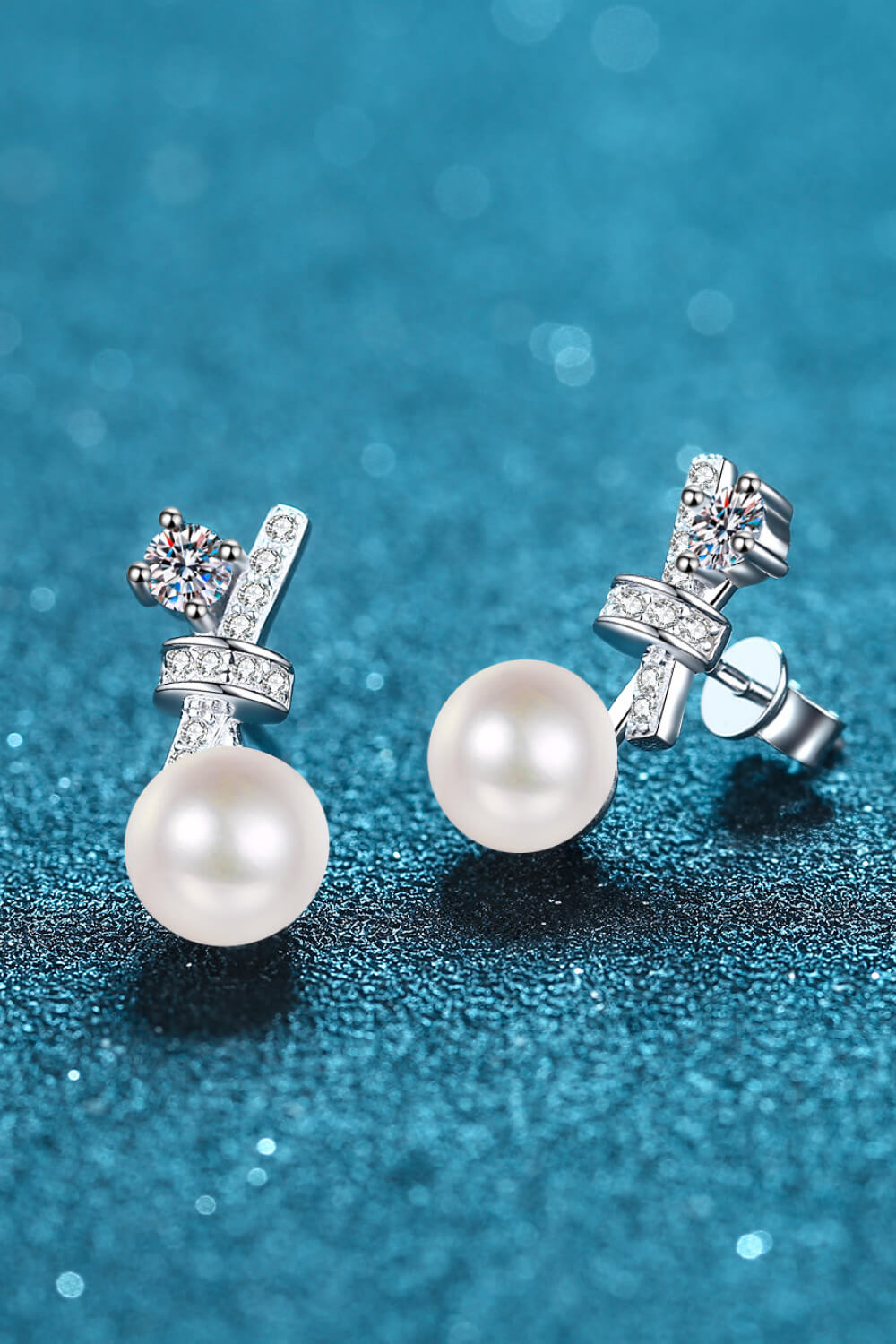 2 cm Pearl Moissanite Stud Drop Earrings