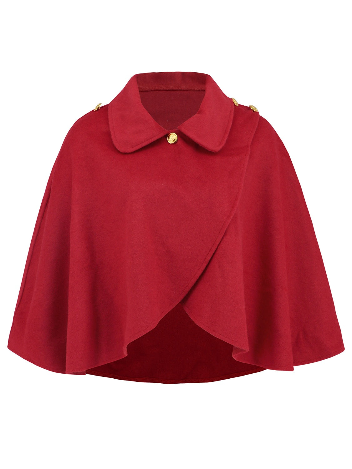 Elegant Cropped Cape with Collar in Red/Black