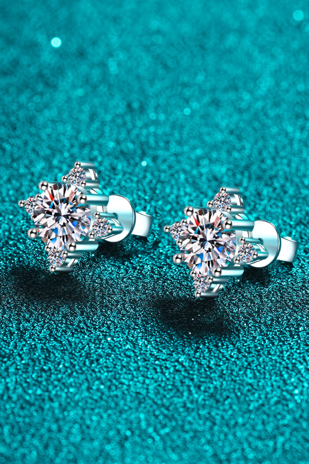 2 Carat Moissanite Snowflake Stud Earrings