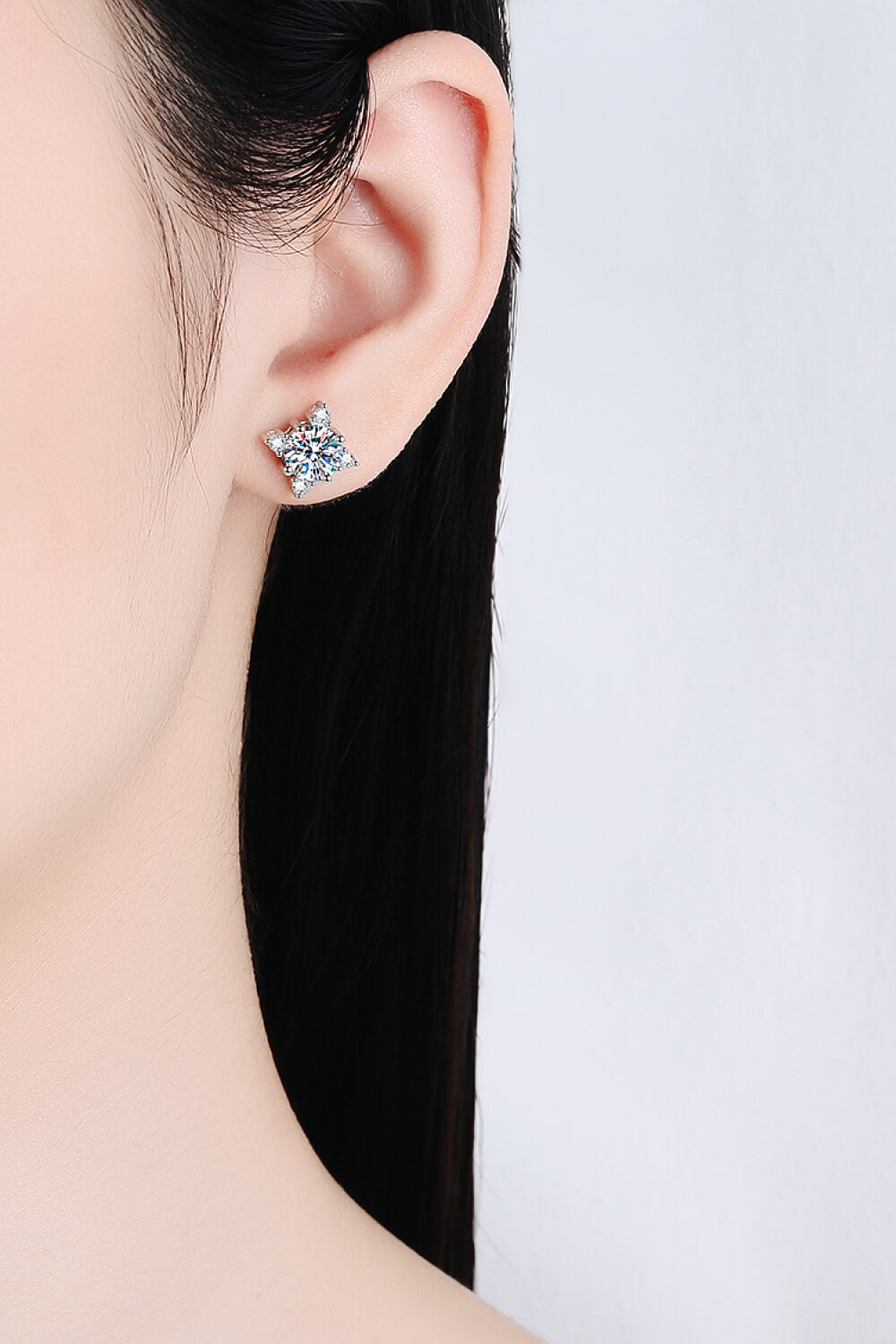 2 Carat Moissanite Snowflake Stud Earrings