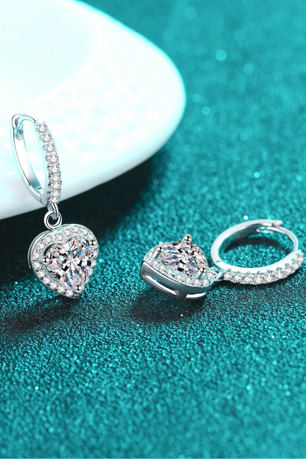 4 Carat Moissanite Heart-Shaped Drop Earrings