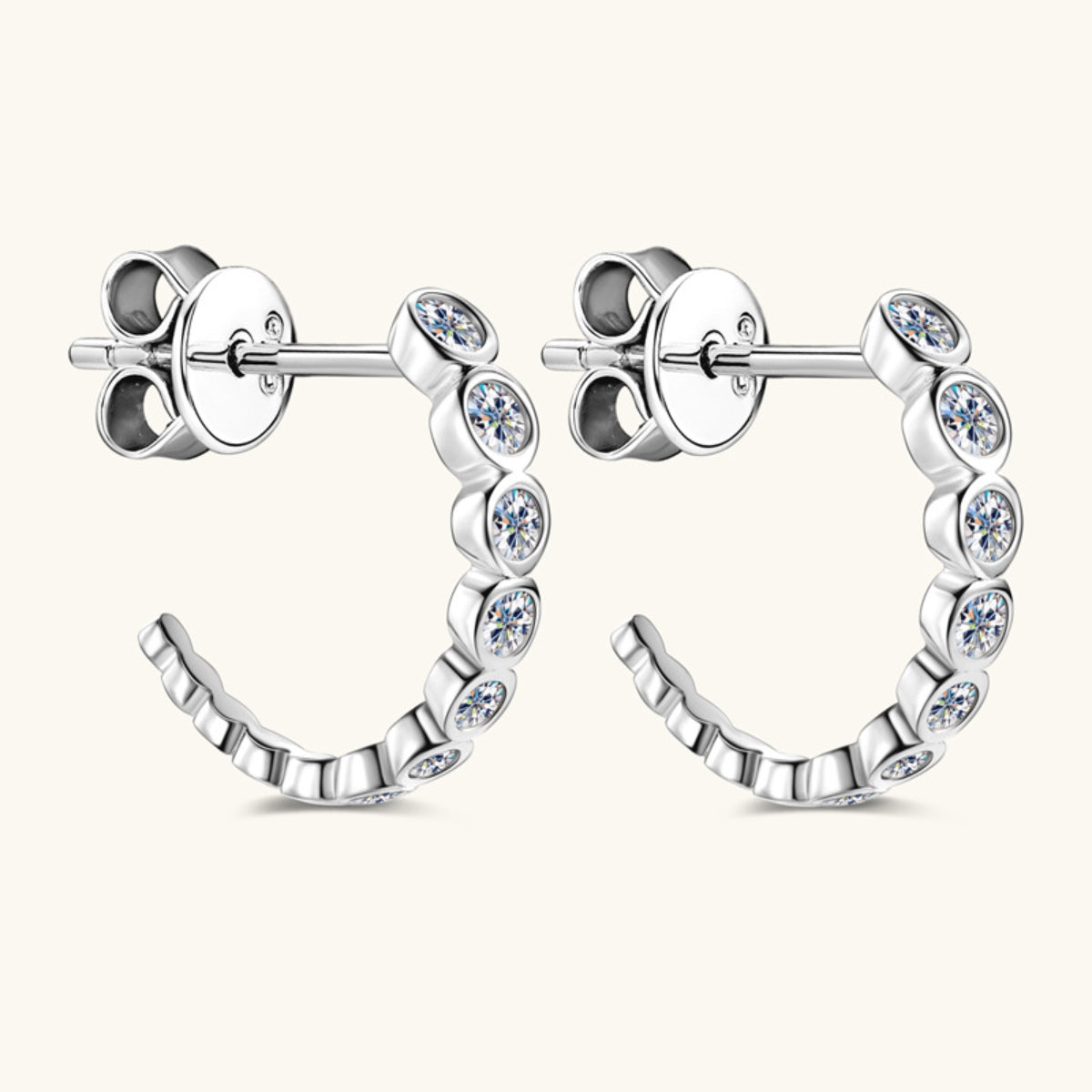 Boucles d'oreilles créoles en argent sterling 925 avec moissanite incrustée en or/argent