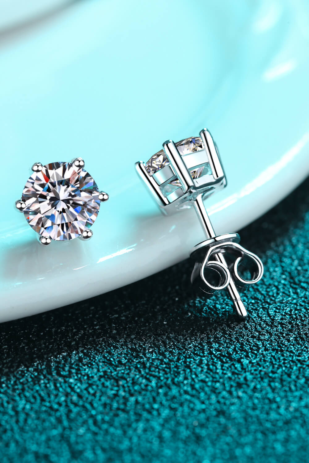 Adored 1 carat Moissanite Stud Earrings in Sliver