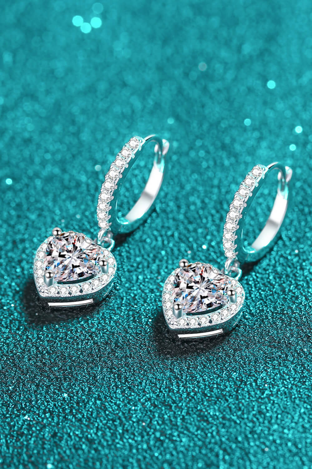 4 Carat Moissanite Heart-Shaped Drop Earrings