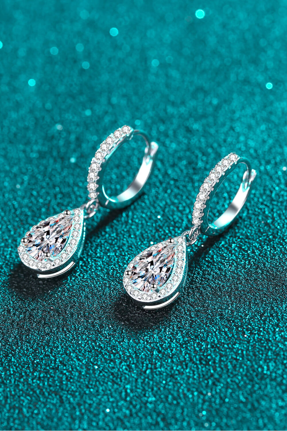 2 Carat Pear Shaped Moissanite Teardrop Earrings